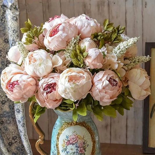 Artificial Peony Flower Bouquet | European Silk Flowers for Weddings, Parties, and Home Decor | DIY Scrapbooking and Wreaths