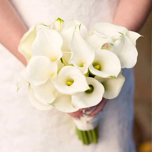 Real Touch Calla Lily Artificial Flowers | White Wedding Bouquet | 5 or 10 Pcs for Bridal Showers, Parties, and Home Decor