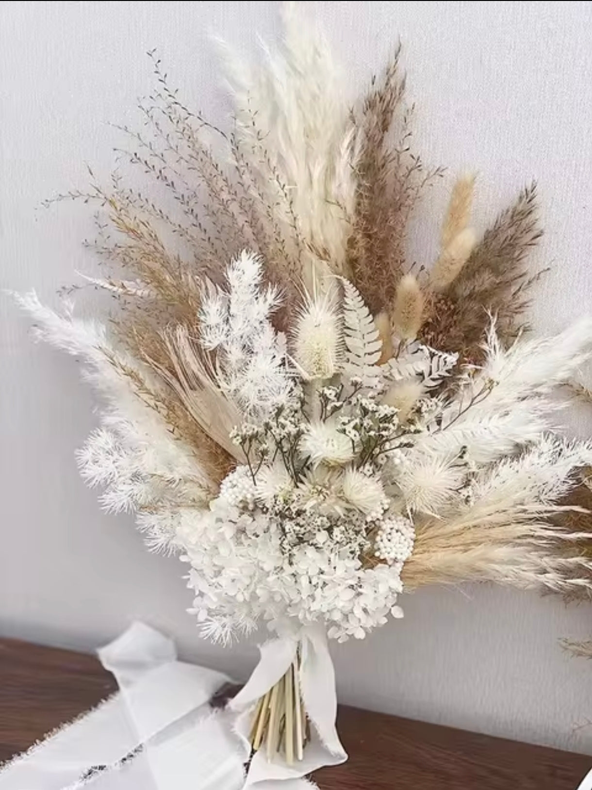 Timeless Romance: Dried Flower Bridal Bouquet with Pampas Grass