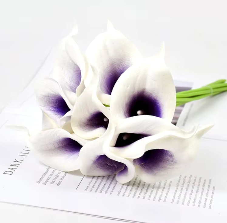 Real Touch Calla Lily Artificial Flowers | White Wedding Bouquet | 5 or 10 Pcs for Bridal Showers, Parties, and Home Decor