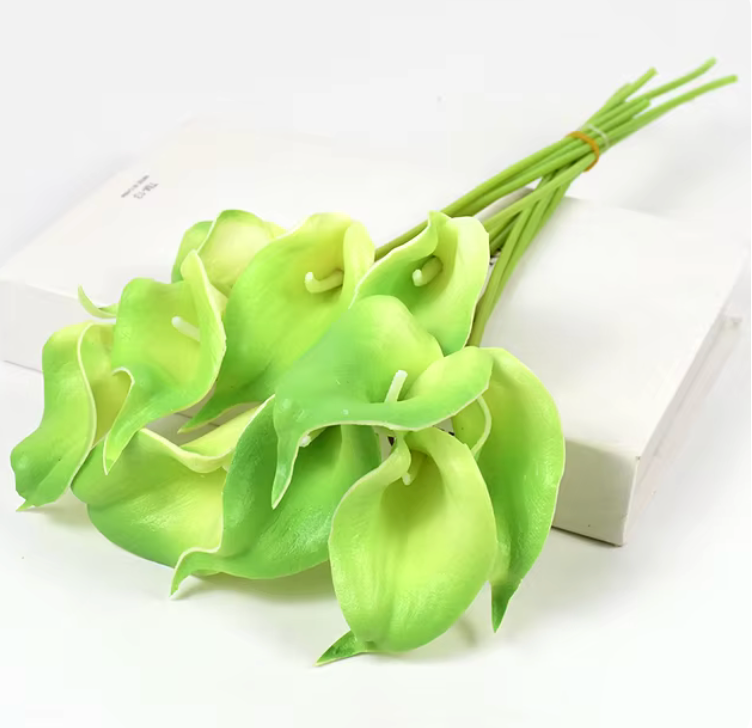 Real Touch Calla Lily Artificial Flowers | White Wedding Bouquet | 5 or 10 Pcs for Bridal Showers, Parties, and Home Decor